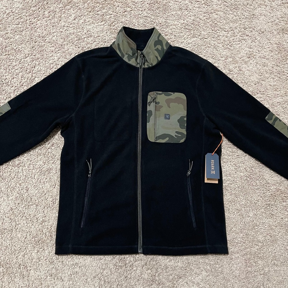 Roark Jacket Mens Medium Black Camo Landfall Fleece Full Zip Adventure Hiking
